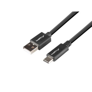 Kabel USB-c(m)->usb-a(m) 2.0 1.8m Czarny Box Qc 3.0 Lanberg