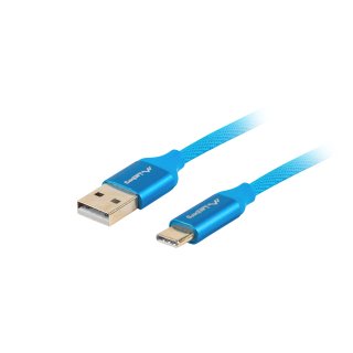 Kabel USB-c(m)->usb-a(m) 2.0 1.8m Niebieski Premium Qc 3.0 Lanberg