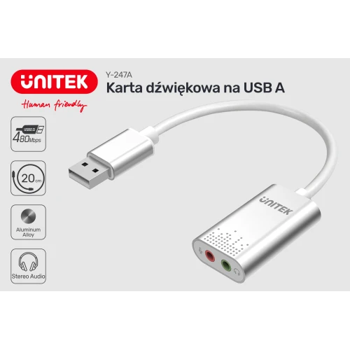 Karta dźwiękowa USB Unitek Y-247A Stereo + Mikrofon