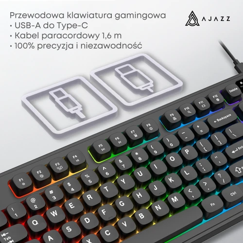 Klawiatura Ajazz AF98 Rainbow LED USB Membranowa Czarna