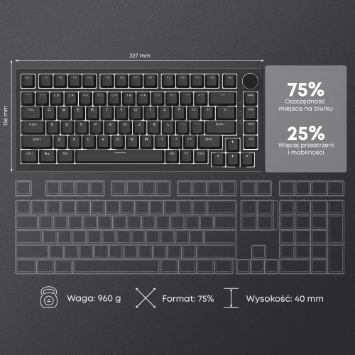 Klawiatura Ajazz AK820 RGB mechaniczna przewodowa czarna