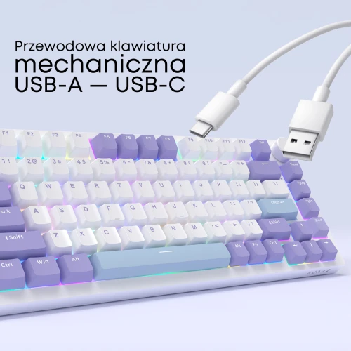 Klawiatura Ajazz AK820 RGB mechaniczna przewodowa biała