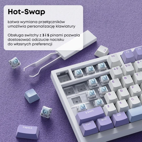 Klawiatura Ajazz AK820 RGB mechaniczna przewodowa biała