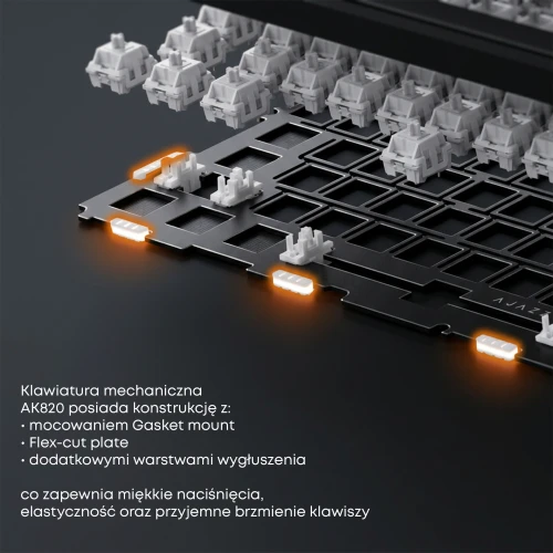 Klawiatura Ajazz AK820 RGB mechaniczna przewodowa biała