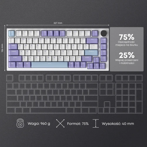 Klawiatura Ajazz AK820 RGB mechaniczna przewodowa biała