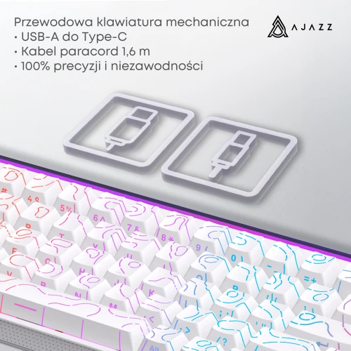 Klawiatura Ajazz NK68 mechaniczna przewodowa Rainbow LED biała