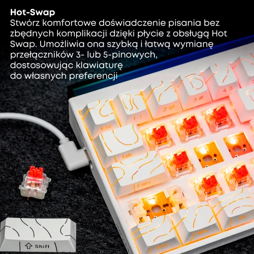 Klawiatura Ajazz NK68 mechaniczna przewodowa Rainbow LED biała