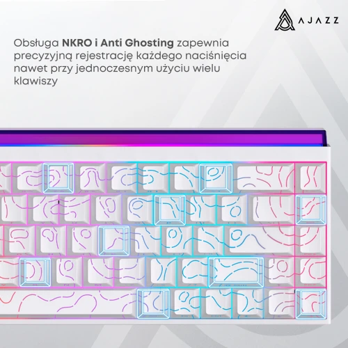 Klawiatura Ajazz NK68 mechaniczna przewodowa Rainbow LED biała