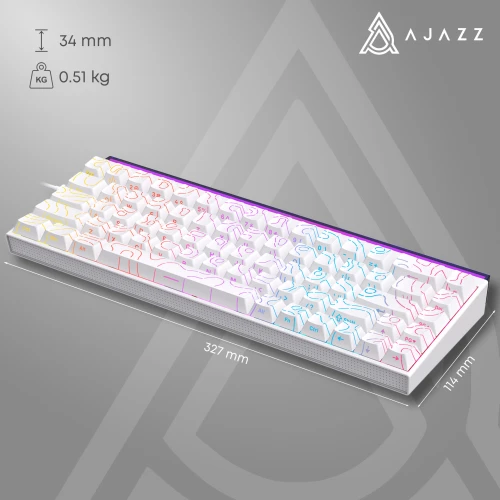 Klawiatura Ajazz NK68 mechaniczna przewodowa Rainbow LED biała