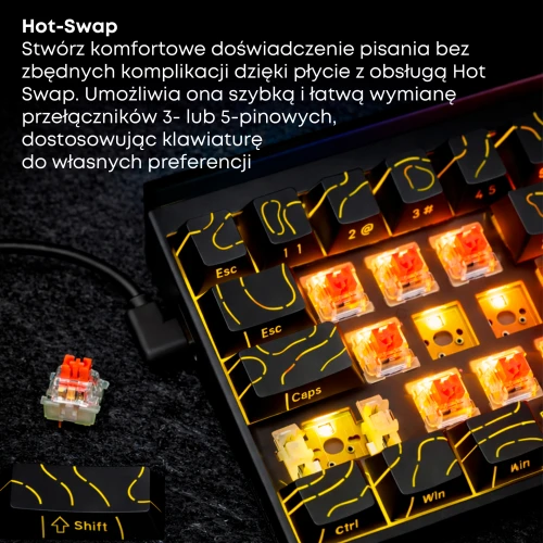 Klawiatura Ajazz NK68 mechaniczna przewodowa Rainbow LED czarna