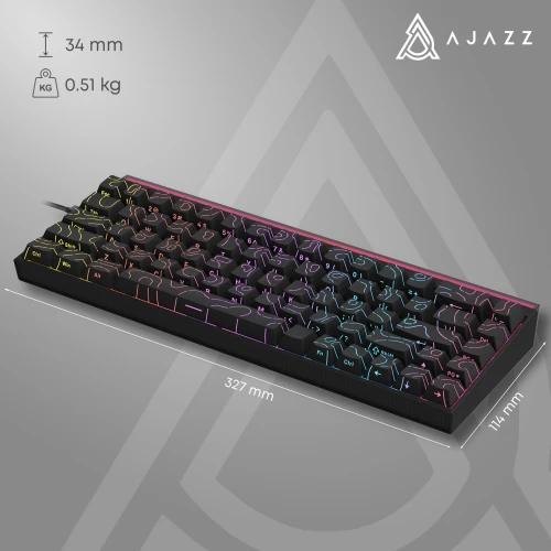 Klawiatura Ajazz NK68 mechaniczna przewodowa Rainbow LED czarna