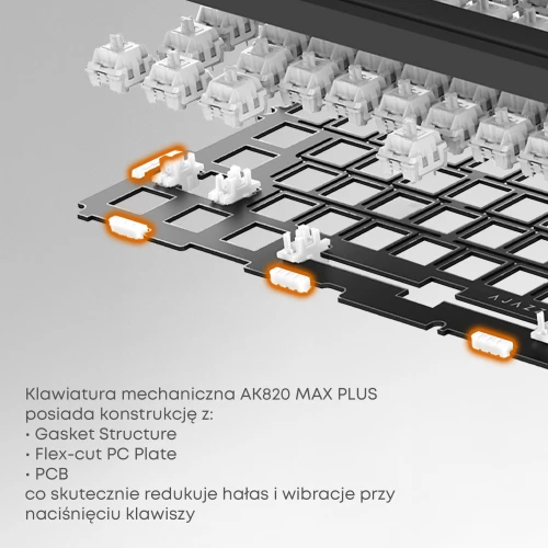Klawiatura AK820 MAX PLUS RGB mechaniczna bezprzewodowa pomarańczowa