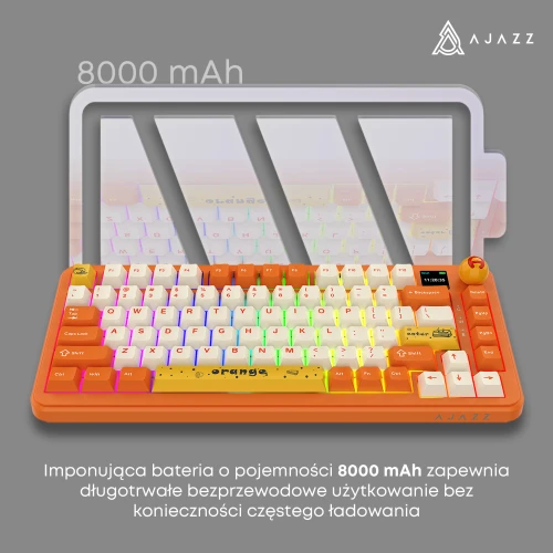 Klawiatura AK820 MAX PLUS RGB mechaniczna bezprzewodowa pomarańczowa