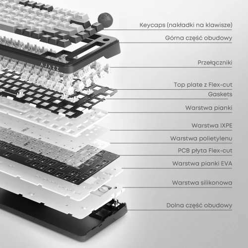 Klawiatura AK820 MAX PLUS RGB mechaniczna bezprzewodowa pomarańczowa
