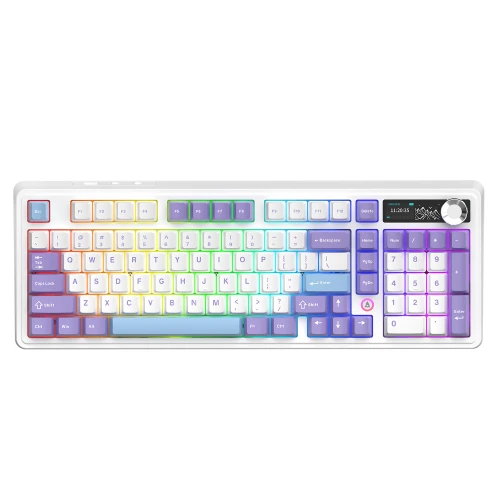 Klawiatura gamingowa mechaniczna AK980 Gift Switch-V2-White-Model-With-Screen RGB