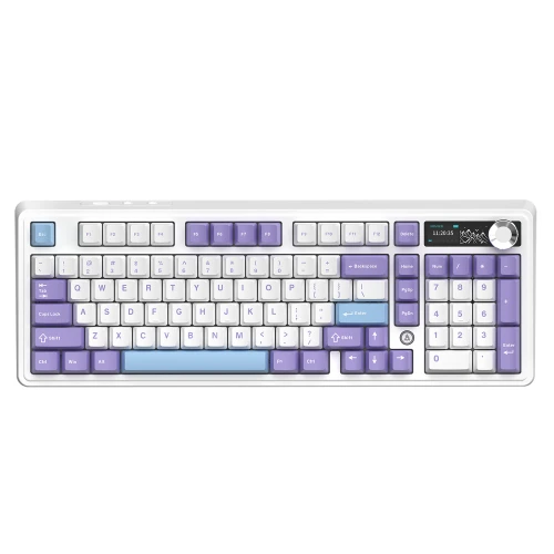 Klawiatura gamingowa mechaniczna AK980 Gift Switch-V2-White-Model-With-Screen RGB