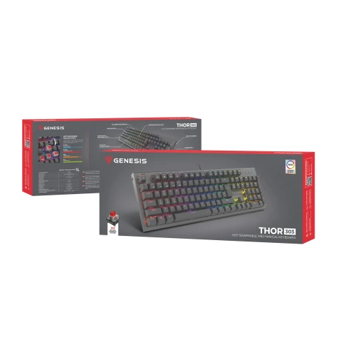 Klawiatura Genesis Thor 303 RGB Outemu Red Black Full-Size 