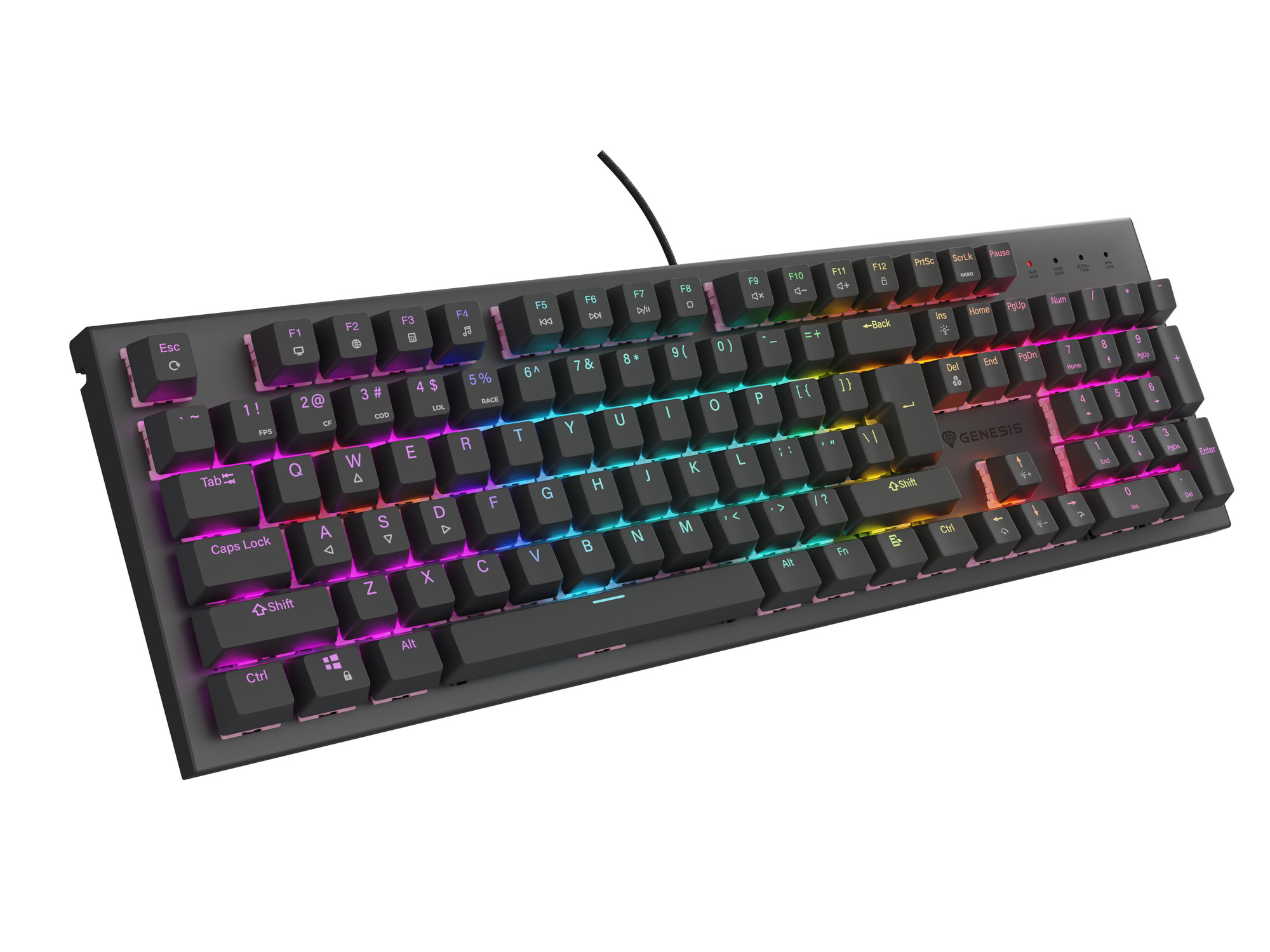 Klawiatura Genesis Thor 303 RGB Outemu Peach Silent Black Full