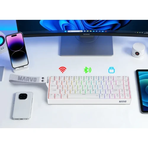 Klawiatura mechaniczna Marvo Saber 65W RGB Wireless White