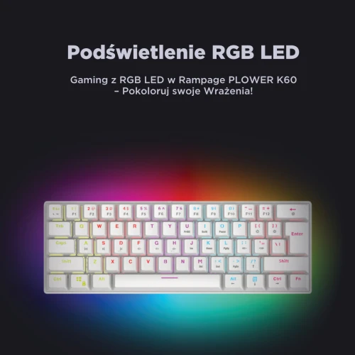 Klawiatura Rampage PLOWER K60 RGB White Blue Switch