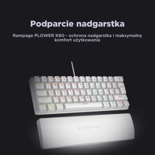 Klawiatura Rampage PLOWER K60 RGB White Blue Switch