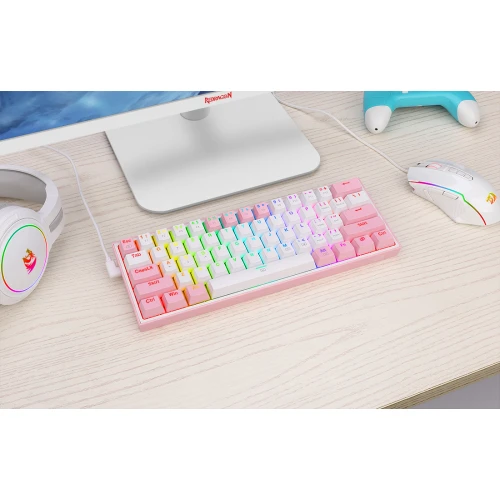 Klawiatura Redragon K617 Fizz RGB white/pink