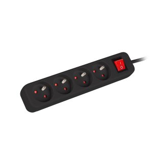 Listwa Przedłużacz Lanberg 1.5m 4x 230v Pl Z Wyłącznikiem Kabel Wykonany Z Pełnej Miedzi Czarna