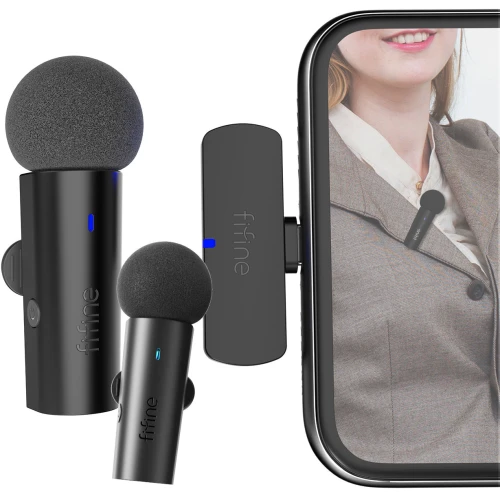 Mikrofon krawatowy Fifine M8 Mikroport Podwójny 2.4GHz