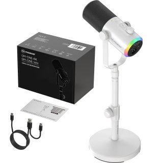 Mozos GM-ONE-WH mikrofon dynamiczny USB XLR RGB LED biały