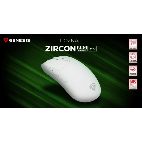 Mysz Genesis Zircon 880 Pro 8K Wireless Biała