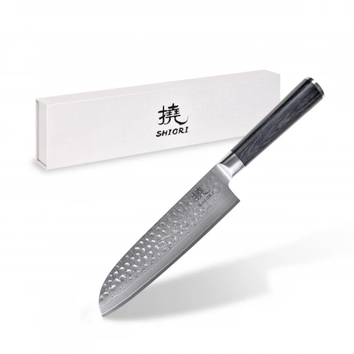 Nóż kuchenny ze stali damasceńskiej Shiori 撓 Chairo Santoku