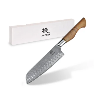 Nóż kuchenny ze stali damasceńskiej Shiori 撓  Santoku by Jakub Suchta