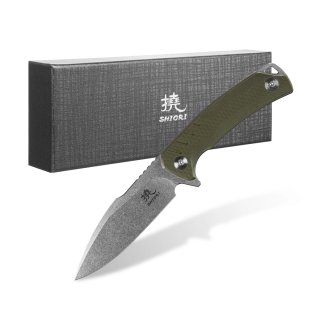 Nóż mysliwski/taktyczny full-tang ze stali 10Cr15CoMov, Stone Washed Shiori 撓 Midori No-Shi