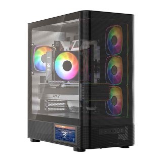 Obudowa Modecom Volcano AQ400 LCD ARGB Tempered Glass Black