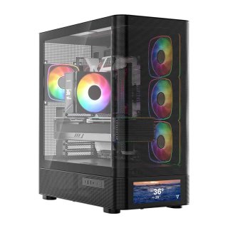 Obudowa Modecom Volcano AQ500 LCD ARGB Tempered Glass Black