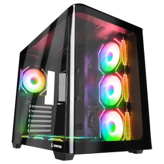 Obudowa Rampage Loopy RGB Infinity HUB Tempered Glass Black