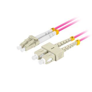 Patchcord Światłowodowy Mm Lc/upc-sc/upc Duplex 3.0mm Om4 50/125 LSZH 5m Fioletowy Lanberg