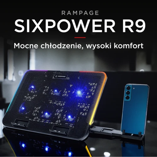 Podstawka chłodząca do laptopa Rampage Sixpower R9 RGB