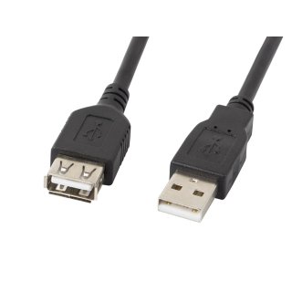 Przedłużacz USB-A M/f 2.0 0.7m Czarny Lanberg