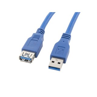 Przedłużacz USB-A M/f 3.0 3m Niebieski Lanberg