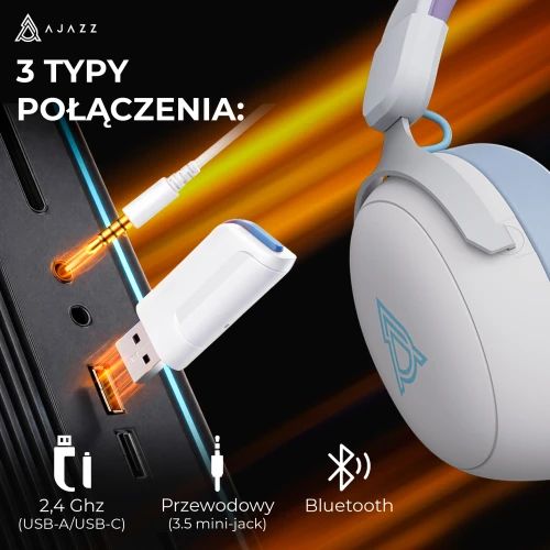 Słuchawki Ajazz AHM08 MAX bezprzewodowe białe