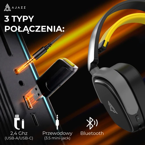 Słuchawki Ajazz AHM09 MAX bezprzewodowe czarne
