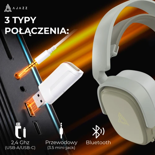 Słuchawki Ajazz AHM09 MAX bezprzewodowe białe