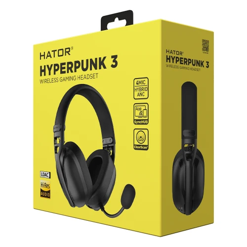 Słuchawki HATOR Hyperpunk 3 Wireless Hybrid ANC Czarne