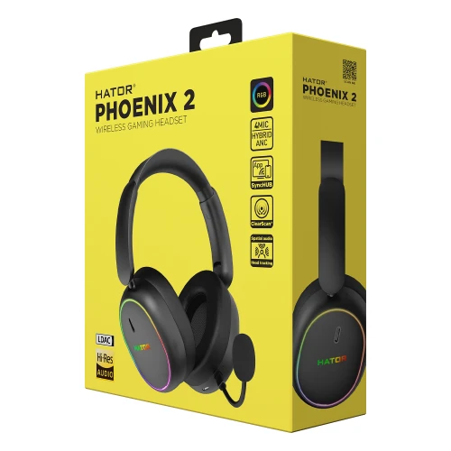 Słuchawki HATOR Phoenix 2 Wireless Hybrid ANC Black