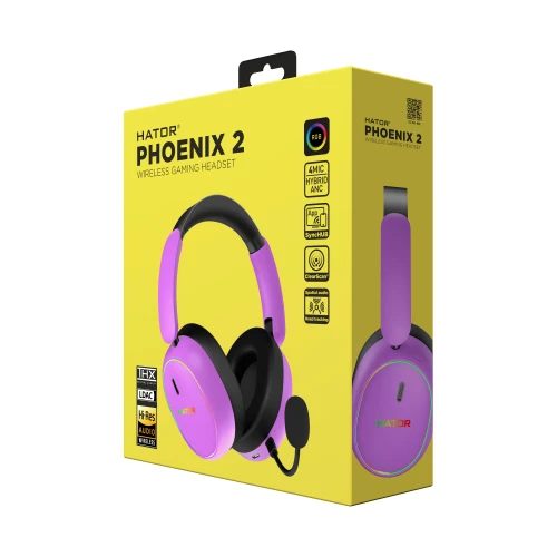Słuchawki HATOR PHOENIX 2 Wireless Cyber Violet