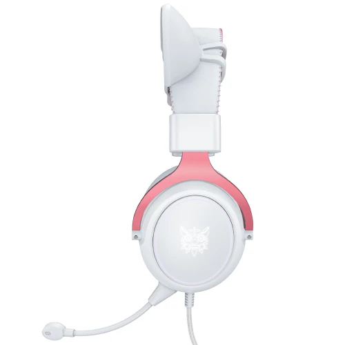 Słuchawki Onikuma X10 RGB USB Kocie Uszy Różowo-Białe