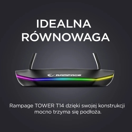 Stojak na słuchawki Rampage Tower T14 RGB HUB USB