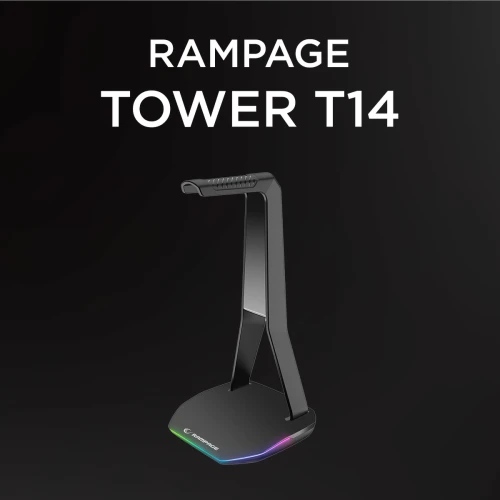 Stojak na słuchawki Rampage Tower T14 RGB HUB USB