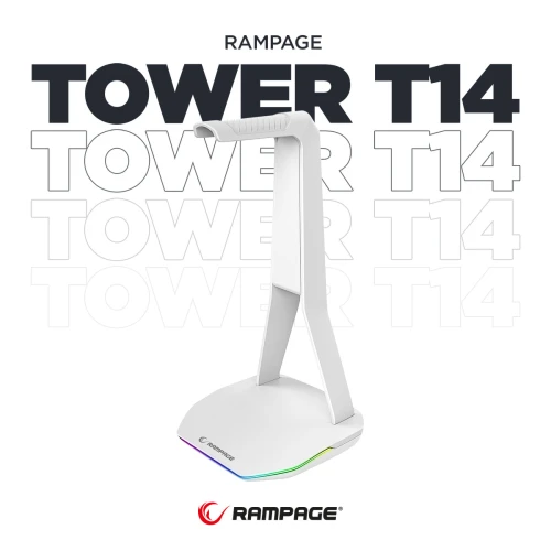 Stojak na słuchawki Rampage Tower T14 RGB  HUB USB White